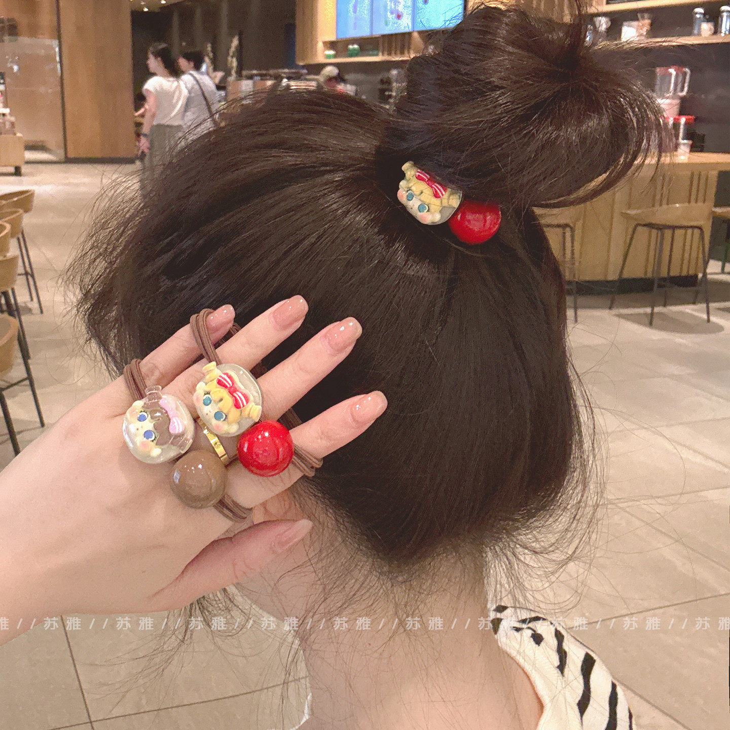 萌趣卡通女孩球球打结扎头发绳