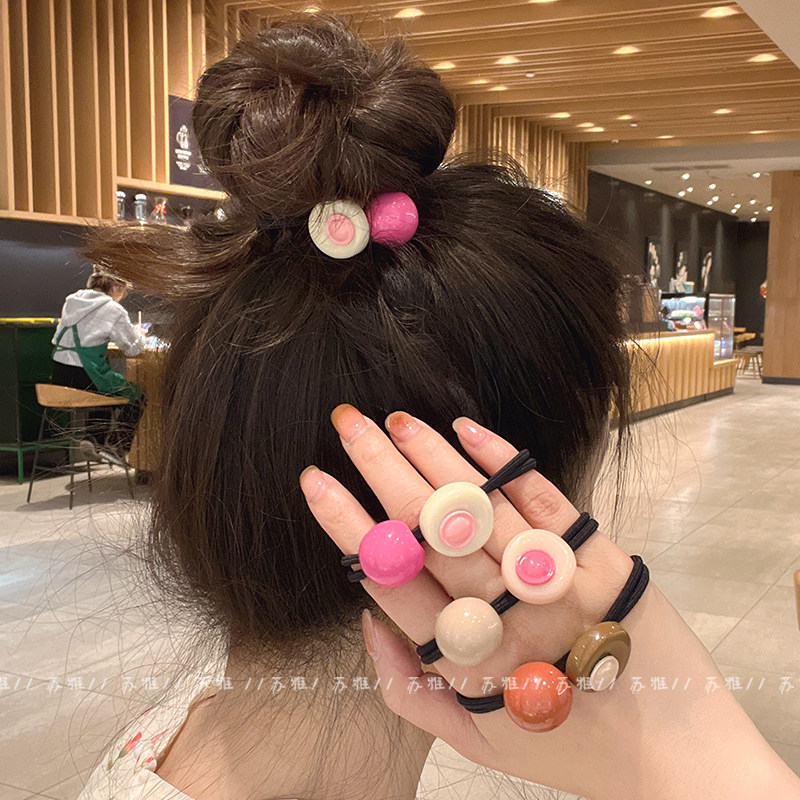 少女心甜美球球高马尾打结发绳