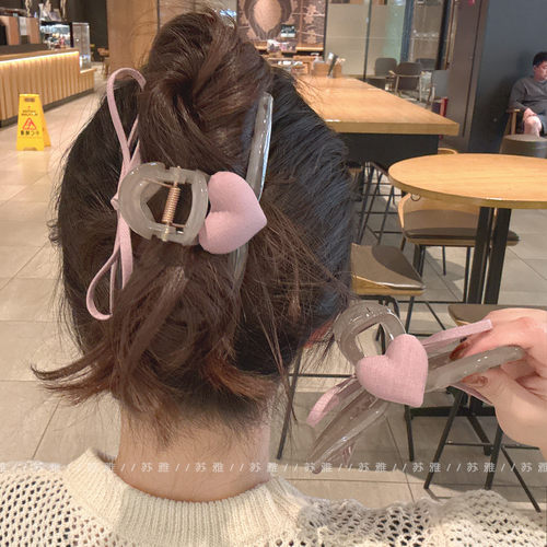 AB款爱心蝴蝶结发量多盘发鲨鱼夹