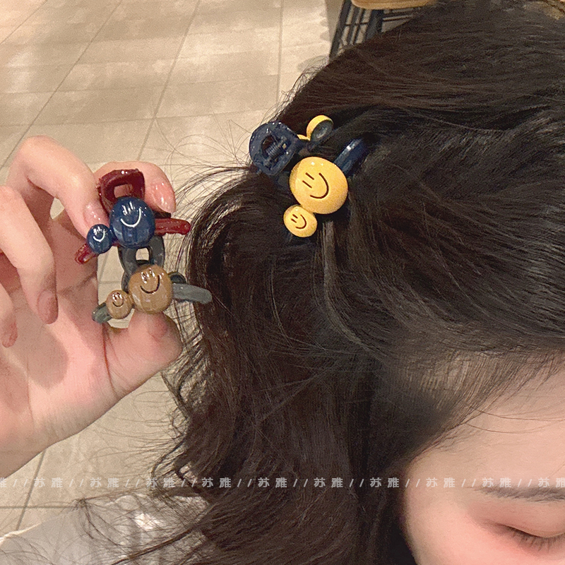 可爱双笑脸碎发刘海小抓夹鲨鱼夹