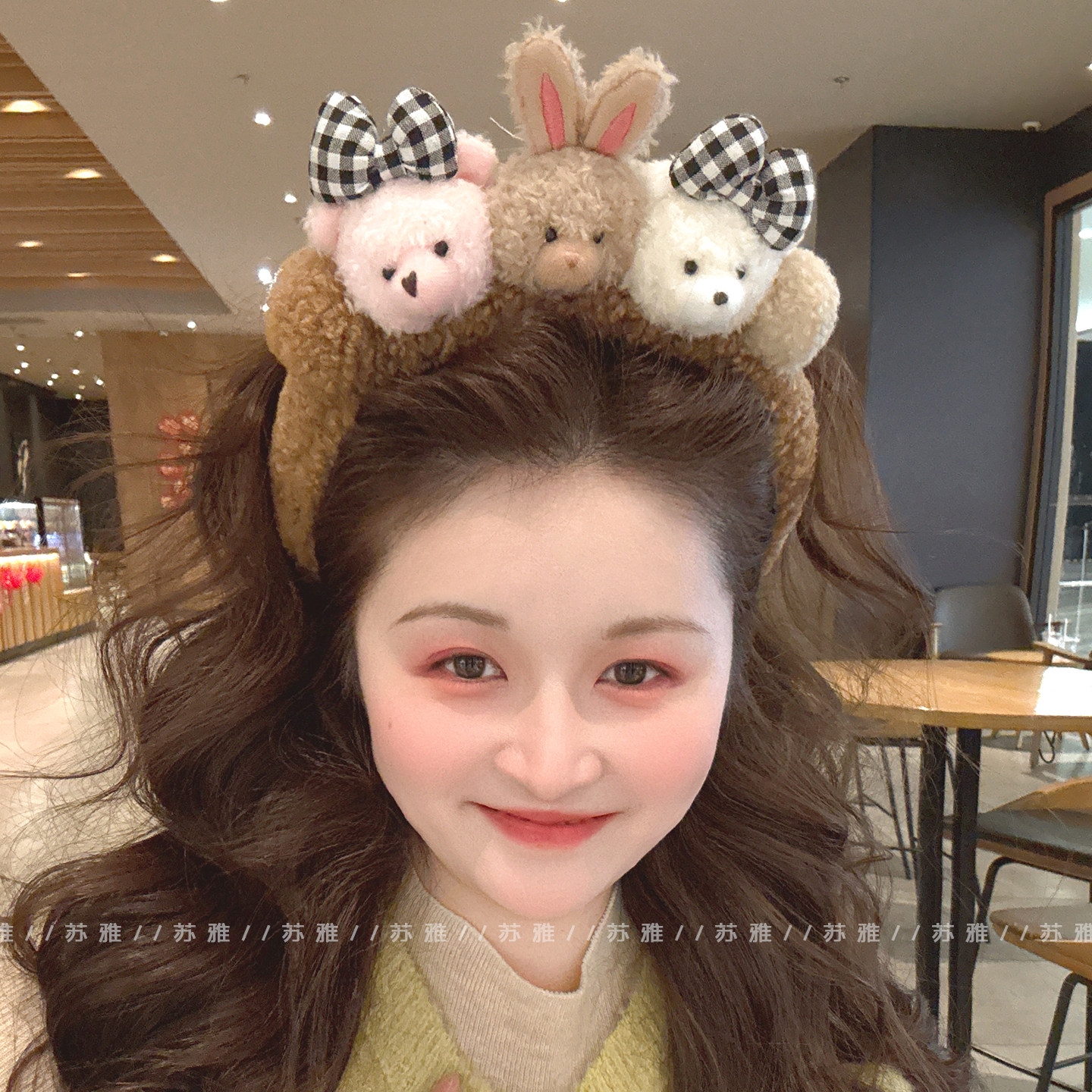 可爱卡通毛绒发箍女格纹蝴蝶结小熊兔子头饰宽边洗脸防滑头箍发卡,饰品/流行首饰/时尚饰品新,发饰,淘宝优惠券,粉丝福利购,淘宝优惠卷