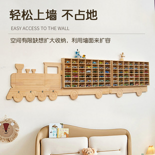 壁挂盲盒展示架木质手办陈列架 多格收纳架创意火车造型展示架