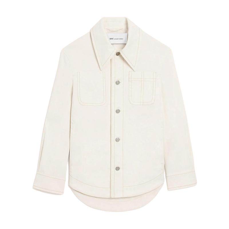 代购AMI PARIS男士夹克保暖防风棉质纯色日常通勤外套爆款休闲