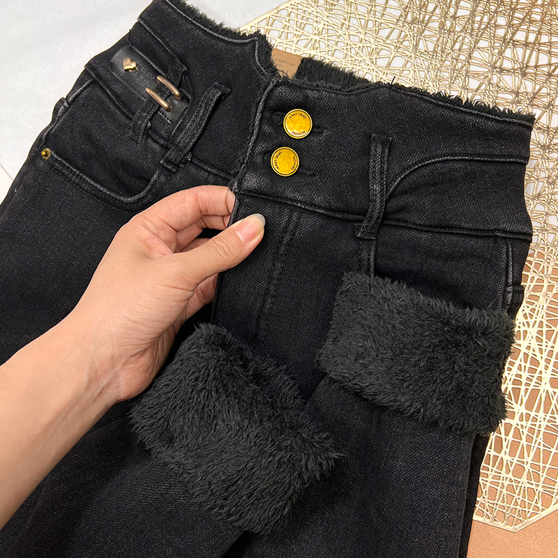 不臃肿一条过冬加绒加厚小脚靴裤