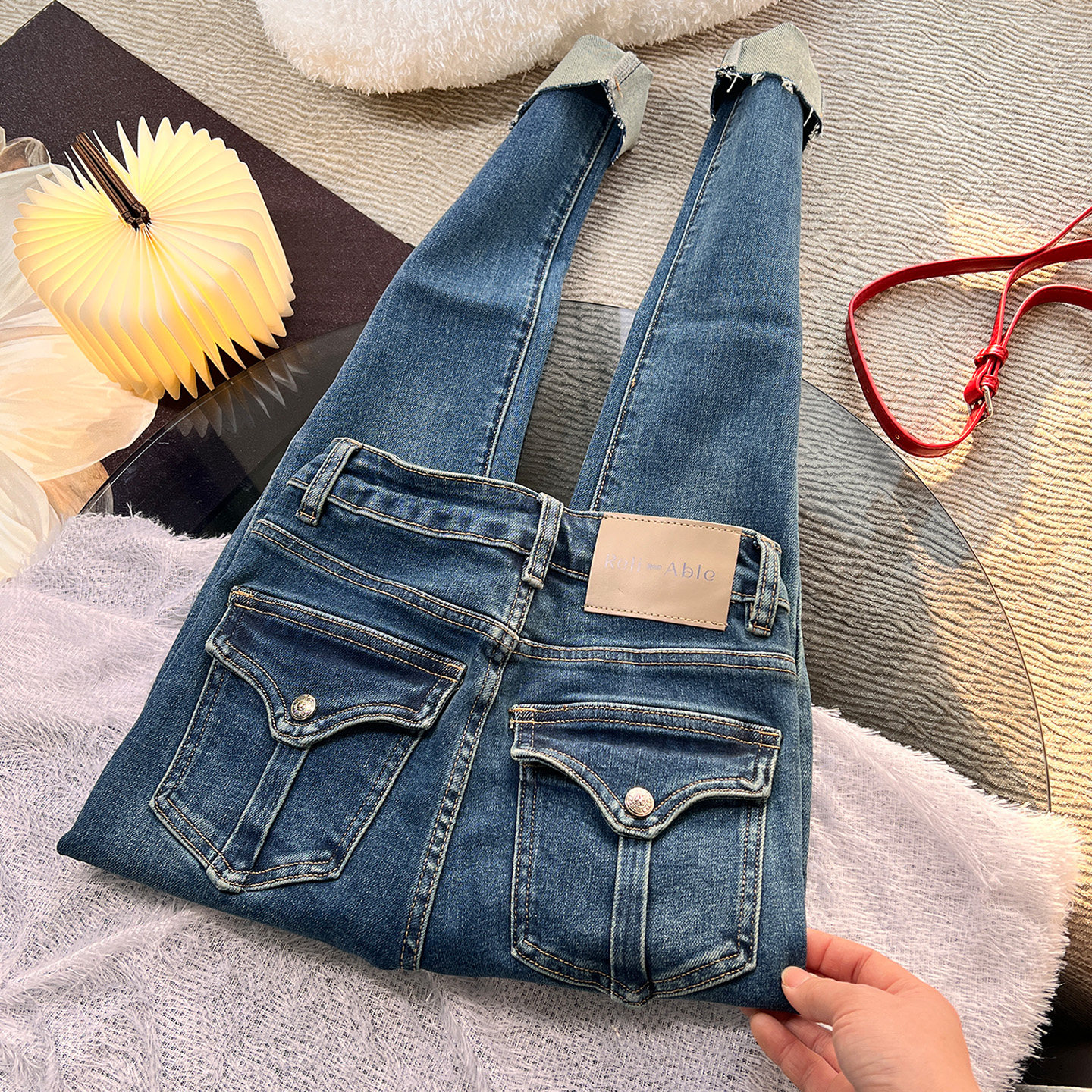 深蓝色高腰加绒牛仔裤女加厚2026新款春季新款修身显瘦弹力小脚裤,女装/女士精品,牛仔裤,淘宝优惠券,粉丝福利购,淘宝优惠卷