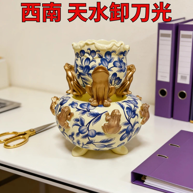 正品李居明2026年吉祥物九宫西南七赤刀光天水卸刀光公司风水摆件