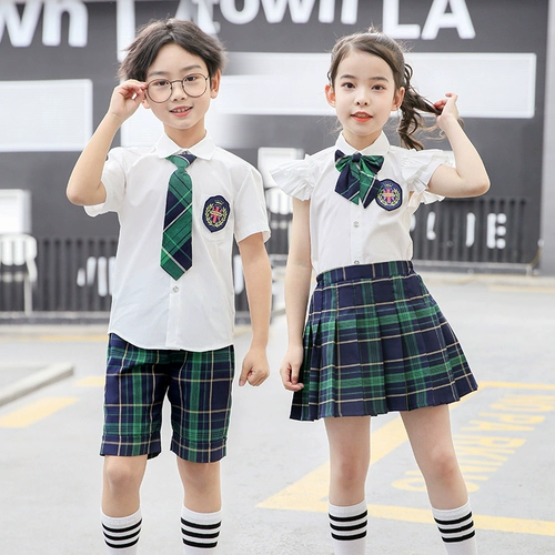 Летняя студенческая юбка в складку, летняя одежда для школьников, форма для детского сада, летний комплект