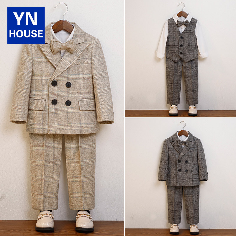 儿童西装套装男童帅气小西装秋冬马甲周岁礼服小主持人钢琴演出服