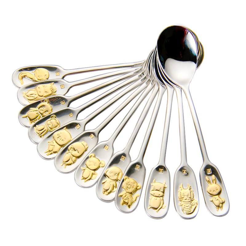 朗维304不锈钢儿童餐具创意可爱生肖勺子学生家用情侣饭勺小汤匙,婴童用品,儿童餐具,淘宝优惠券,粉丝福利购,淘宝优惠卷