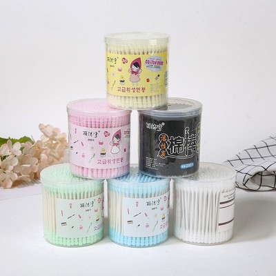 200支盒装棉签一次性双头清洁掏耳朵螺旋棉棒家用卸化妆棉花纸棒