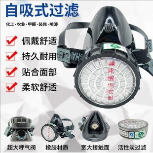 3防毒面具滤毒盒半面罩活性炭过滤芯滤罐喷漆化工气体 地球牌2001