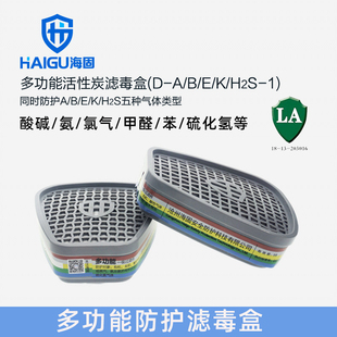 海固过滤盒防毒酸碱防氨气硫化氢有机无机气体防甲醛多功能滤毒盒