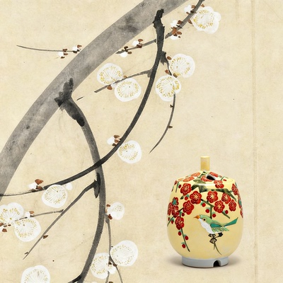 九谷烧古田宏毅手绘禅意香炉