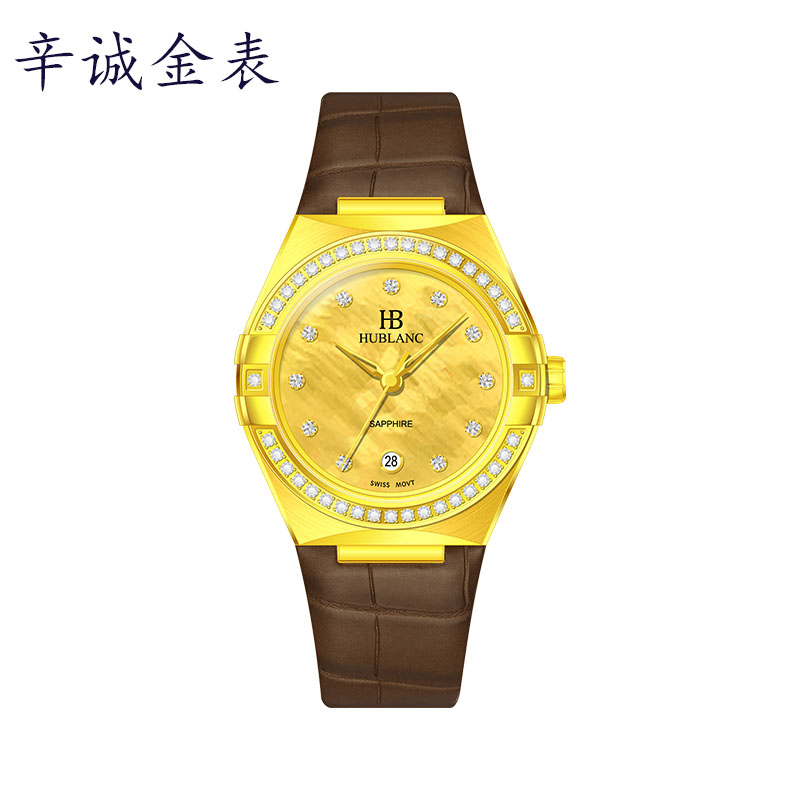 宇铂金表纯金进口瑞士机芯女士足金999足金腕表芯防水