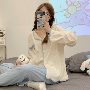新款睡衣女生秋天薄款长袖可爱甜美外穿休闲校园女学生家居服套装