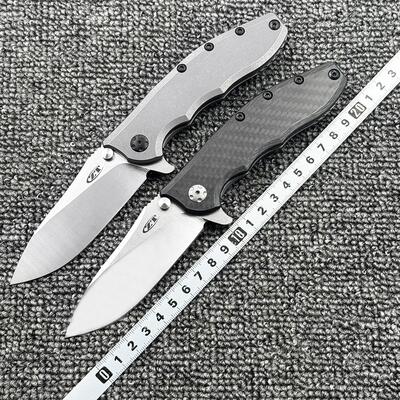 零误差ZT0562碳纤维/钛合金柄轴承折刀户外野营狩猎战术防身EDC刀