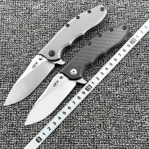 零误差ZT0562碳纤维/钛合金柄轴承折刀户外野营狩猎战术防身EDC刀