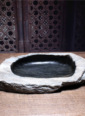返璞归真随形原石歙砚精品眉纹老坑籽料砚台素池素砚实用壶承摆件