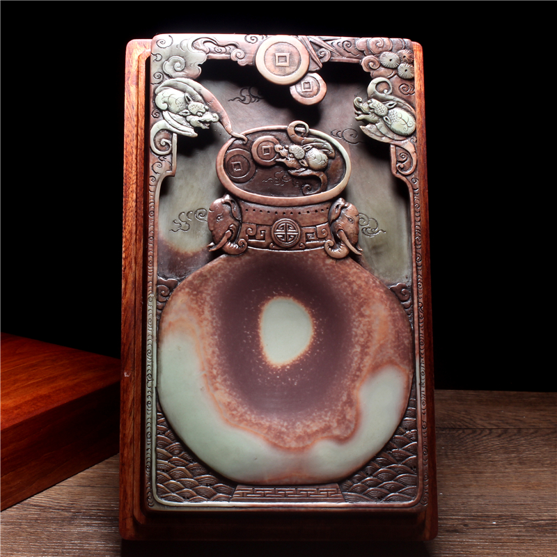 精品老坑砚台歙砚紫袍玉带原石籽料龙尾砚石长方素砚收藏端砚送礼