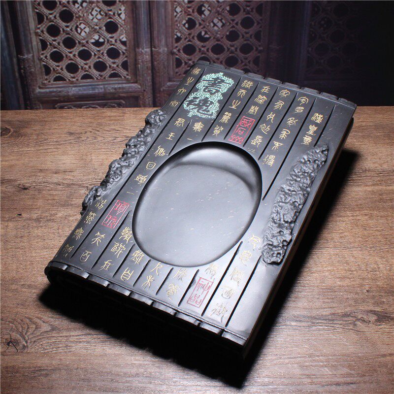 歙砚老坑金星籽料原石 书魂 龙尾砚长方形收藏实用砚台精品摆件