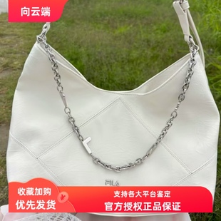 FILA斐乐 流浪包 大容量休闲日常百搭 PU 单肩包 女款 大云菇白