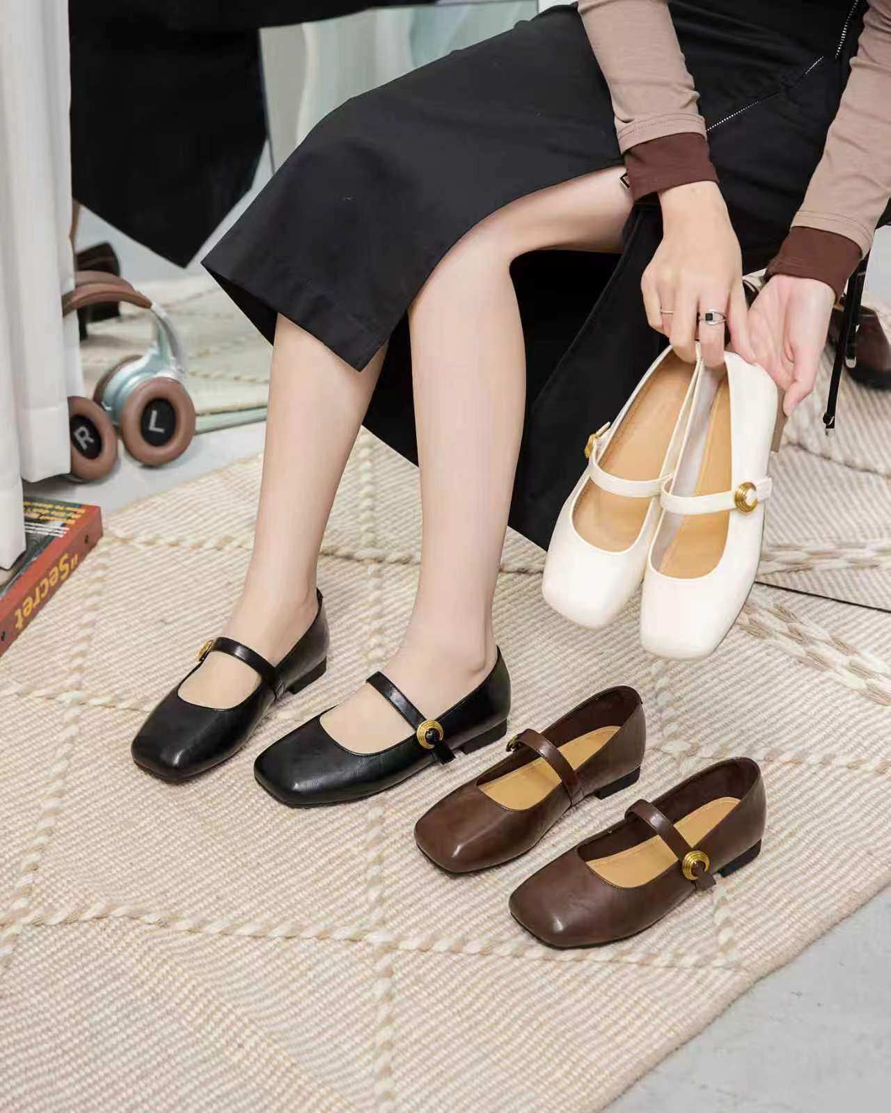 法式方头平底玛丽珍小皮鞋女2026春新款软底一字带温柔配裙子单鞋,女鞋,玛丽珍鞋,淘宝优惠券,粉丝福利购,淘宝优惠卷