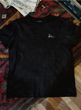 SBC纯植物染黑色手绣短袖T恤Tee