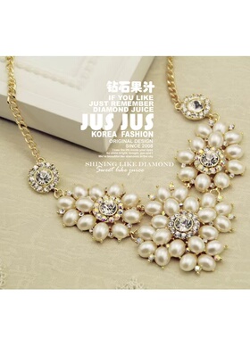 2026新款女生花朵水钻项链珍珠项链女精致时尚小众设计感项链气质