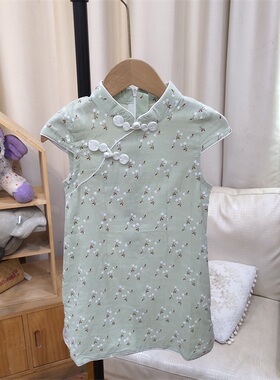 YY842绿色旗袍裙
