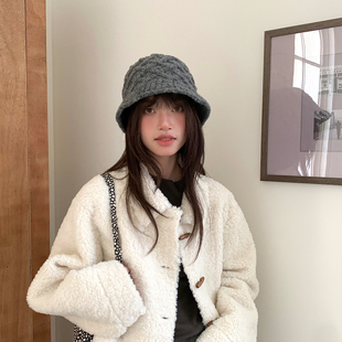 百搭显脸小盆帽水桶帽子 复古渔夫帽女秋冬新款 Deepsea深海 韩版