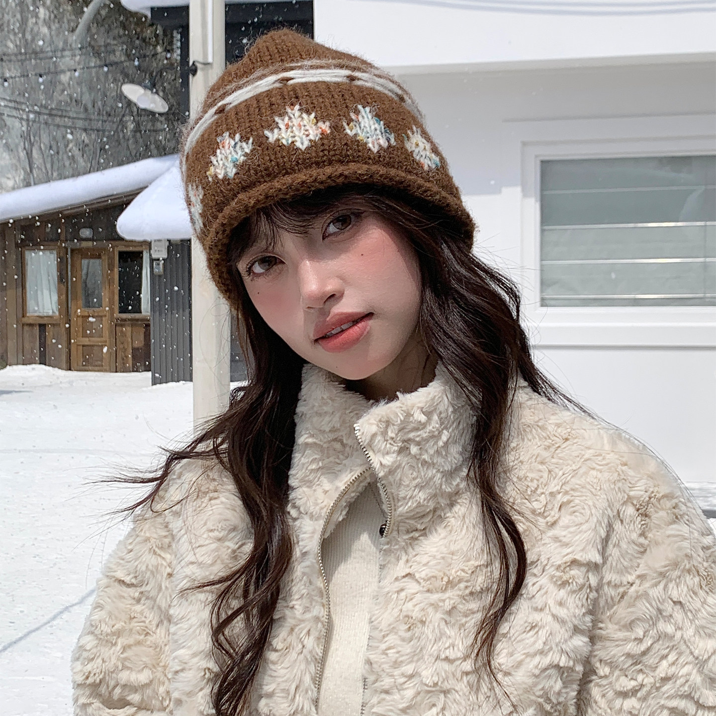 Deepsea深海 费尔岛针织帽女冬季保暖护耳毛线帽显脸小冷帽