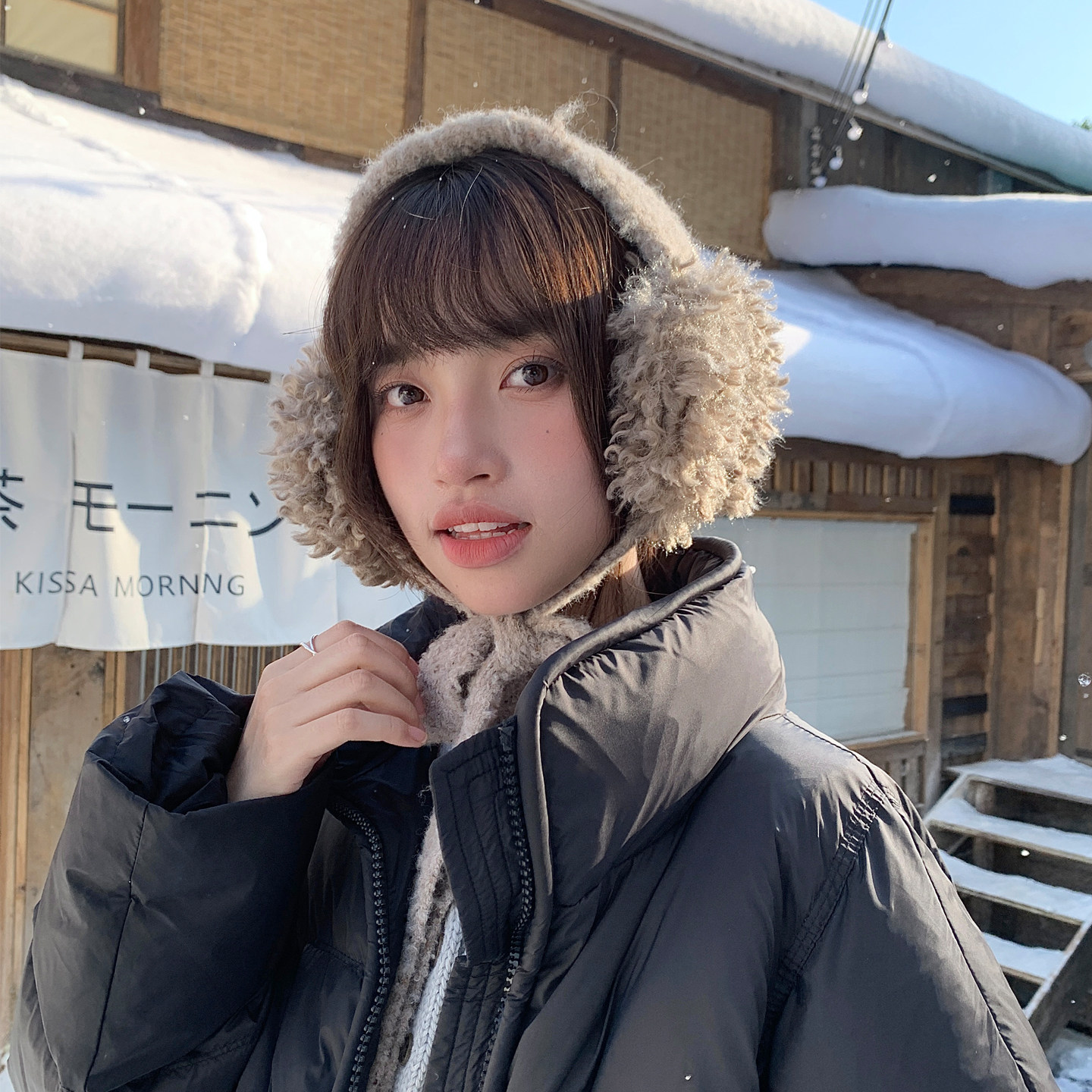 高颜值毛茸茸耳罩女保暖护耳