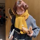 显白姜黄色围巾韩系女冬季 护颈针织粉色围脖 纯色复古百搭情侣时尚