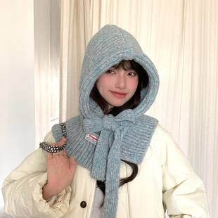 Deepsea深海 2025新款巴拉克拉法帽针织帽子围巾一体大头围护耳帽