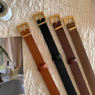 裙子裤 真皮方扣搭配牛仔裤 带 ins二层牛皮腰带西装 方扣皮带宽版