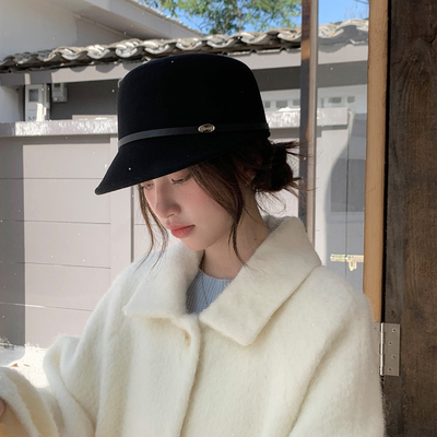 Deepsea深海 设计师款100%羊毛马术帽女秋冬英伦复古小礼帽贝雷帽