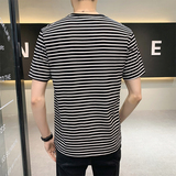 2025夏季新款男士条纹T恤圆领套头打底衫短袖T恤B317/6606/P45，男装T恤，电商B317