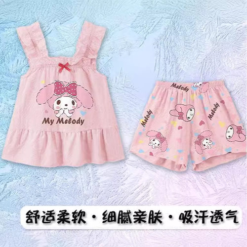童吊带夏季薄款家居服套装