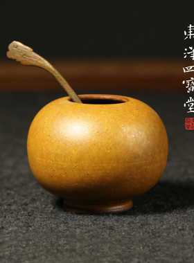 柴烧禅意大肚水盂茶洗 日式水洗景德镇文房四宝笔洗水滴滴水陶瓷