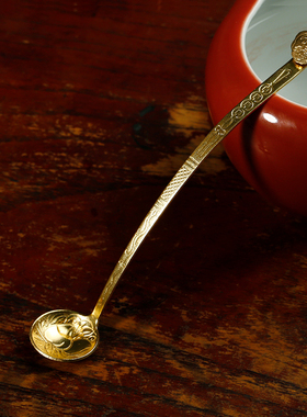 如意铜水勺 磨墨调色舀水用品文房器具文房四宝加水铜器书法用品