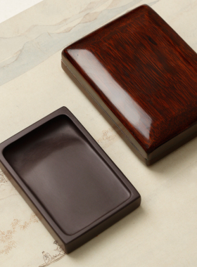 肇庆端砚 带盖4寸/5/6.5寸方形端砚原石砚台 初学者学生练习墨池