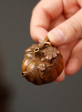 青铜叶蔓南瓜砚滴 精品礼品铜书法文房四宝摆件仿古铜器水滴滴水