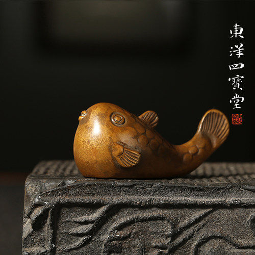 东洋四宝堂实心铜小河豚笔搁