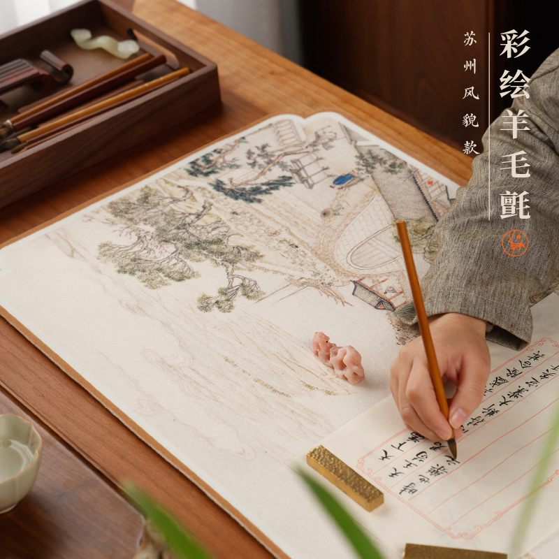 彩绘姑苏图画毡学生毛毡布美观