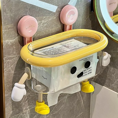 卫生间厕纸盒壁挂式吸盘纸巾盒防水免打孔卫生纸置物架厕所抽纸盒