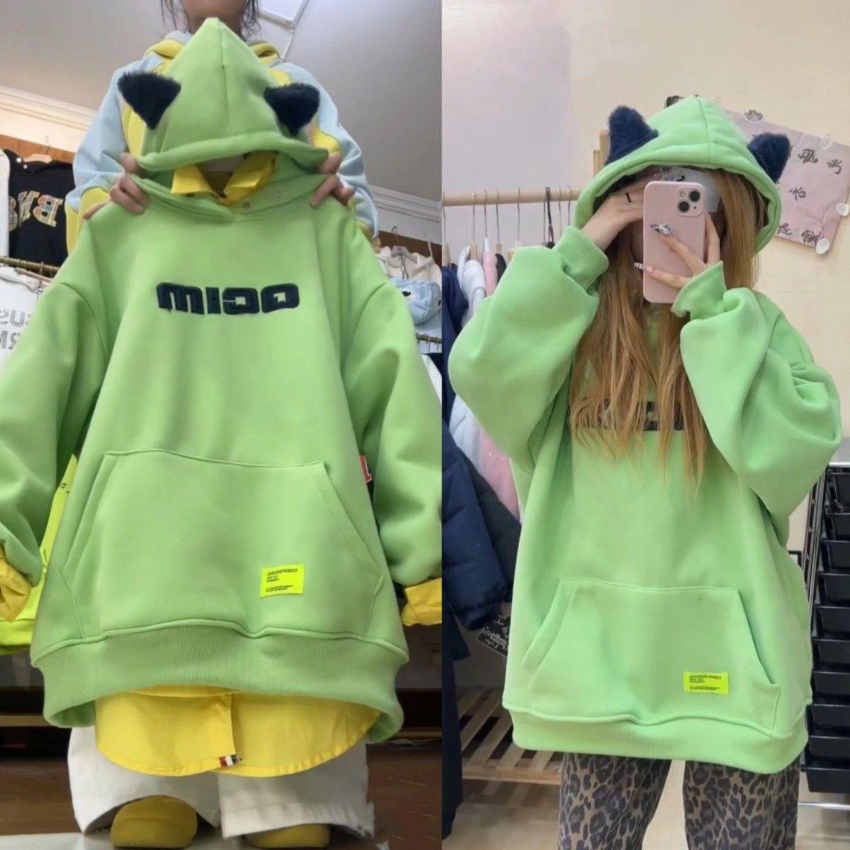 国潮超火恶魔可爱猫耳朵加绒卫衣