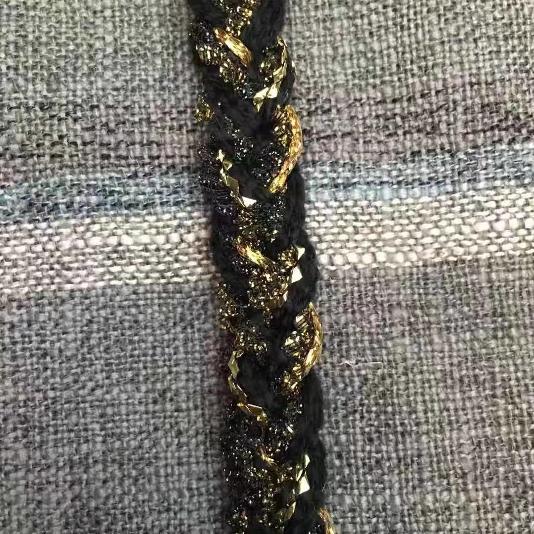 新款黑色金线小香风花边手工编织带DIY外套衣边袖口装饰服装辅料
