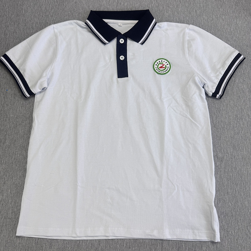 河源市紫金县第二中学校服同款来图定制白色夏季小学生校服定做