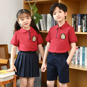 中小学校服套装夏季男女童装运动服学院风春秋红色幼儿园班服园服