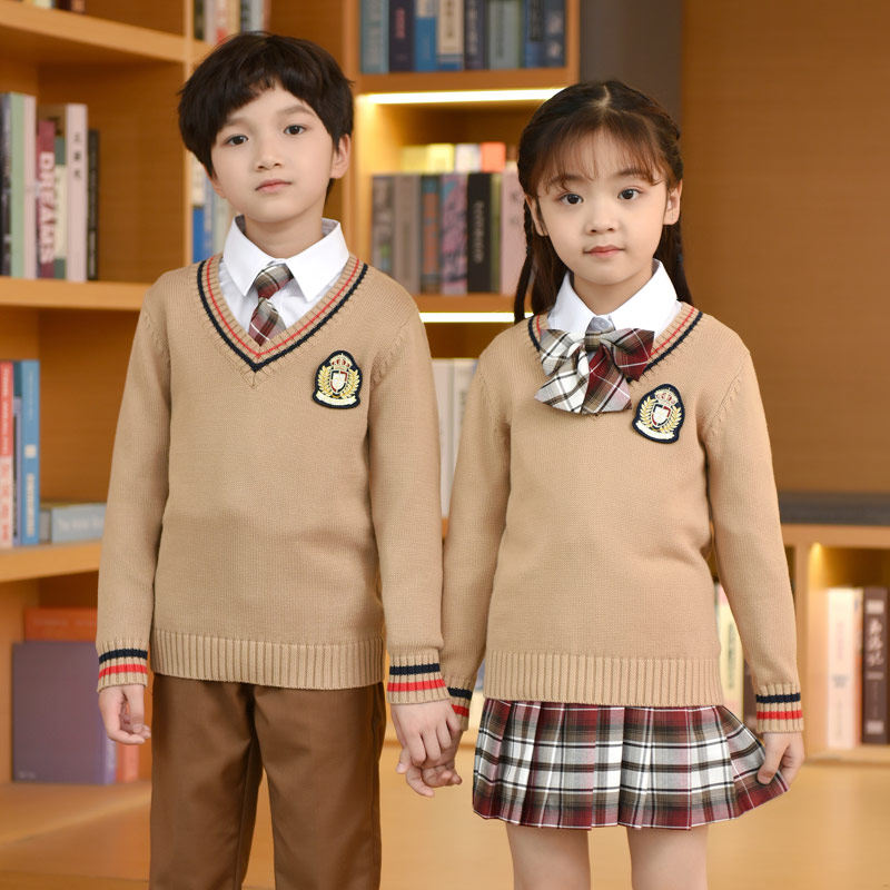 卷卷毛男女童装长袖毛衣套装小学生校服园服秋冬季幼儿园团购班服